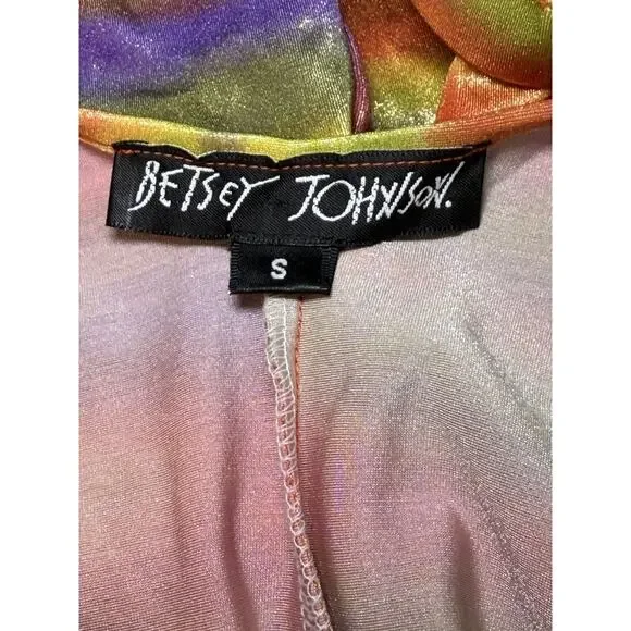 Y2K Rainbow Swirl Bodycon Mini Dress Ruched Bust Stretch Festival Clubwear Sz S - Picture 4 of 4